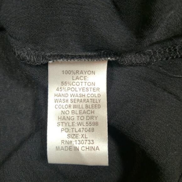 Umgee NWT Womens Lace Peasant Top Size XL Black Embroidered Bohemian Whimsigoth - Picture 9 of 9